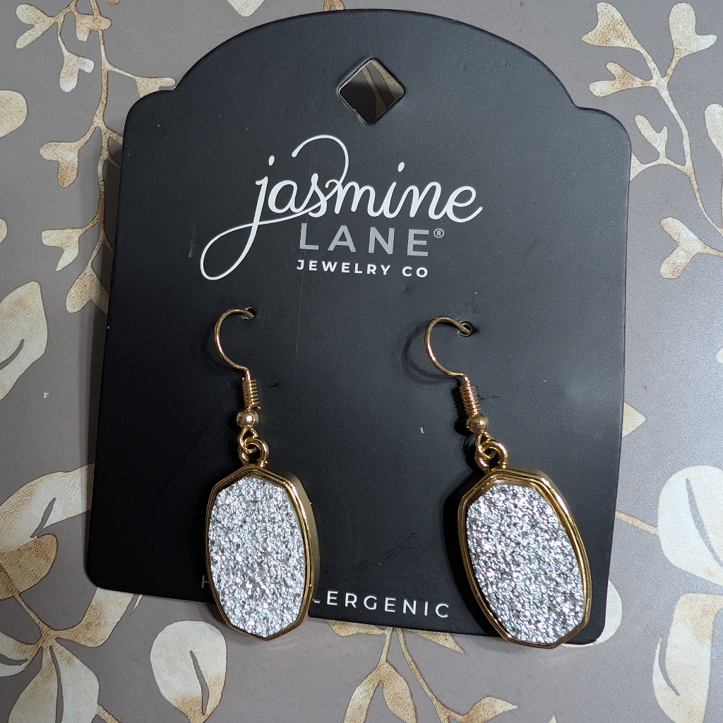 Nwt Jasmine Lane Gold And Silver Textured Earrings Hypoallergenic Druzy